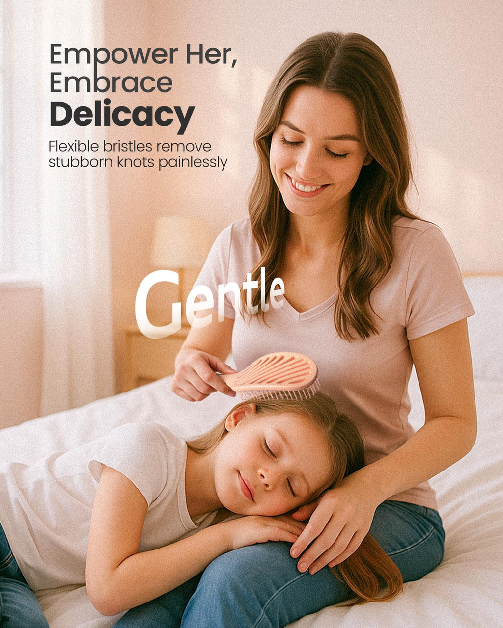 AIMIKE Detangling Brush, Wet Dry Vented Detangler Brush w/Soft Bristles, Pain-Free Detangle Hairbrush Loosens Stubborn Tangles, Extra Gentle on Sensitive and Fine Hair, for Women & Kids