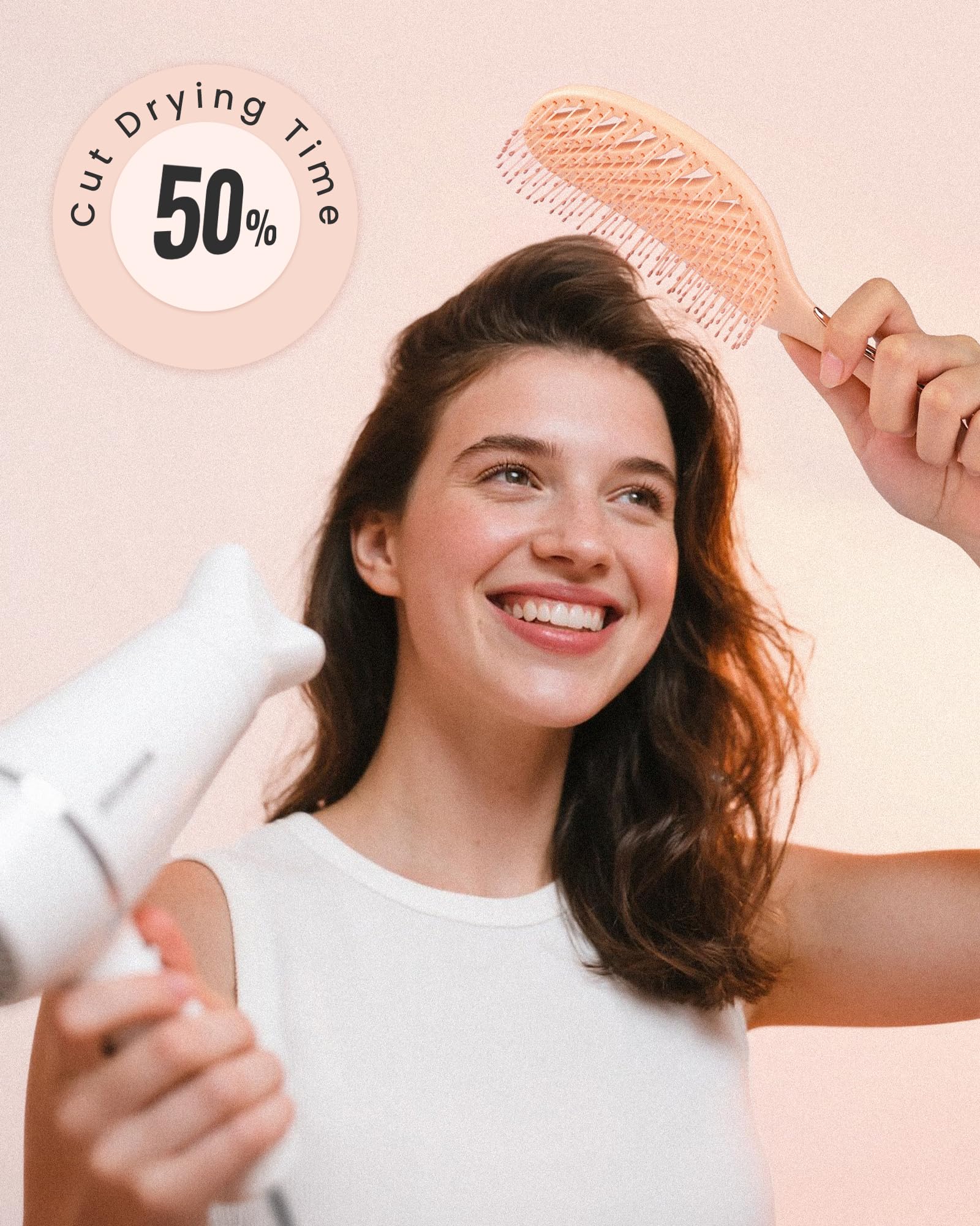 AIMIKE Detangling Brush, Wet Dry Vented Detangler Brush w/Soft Bristles, Pain-Free Detangle Hairbrush Loosens Stubborn Tangles, Extra Gentle on Sensitive and Fine Hair, for Women & Kids