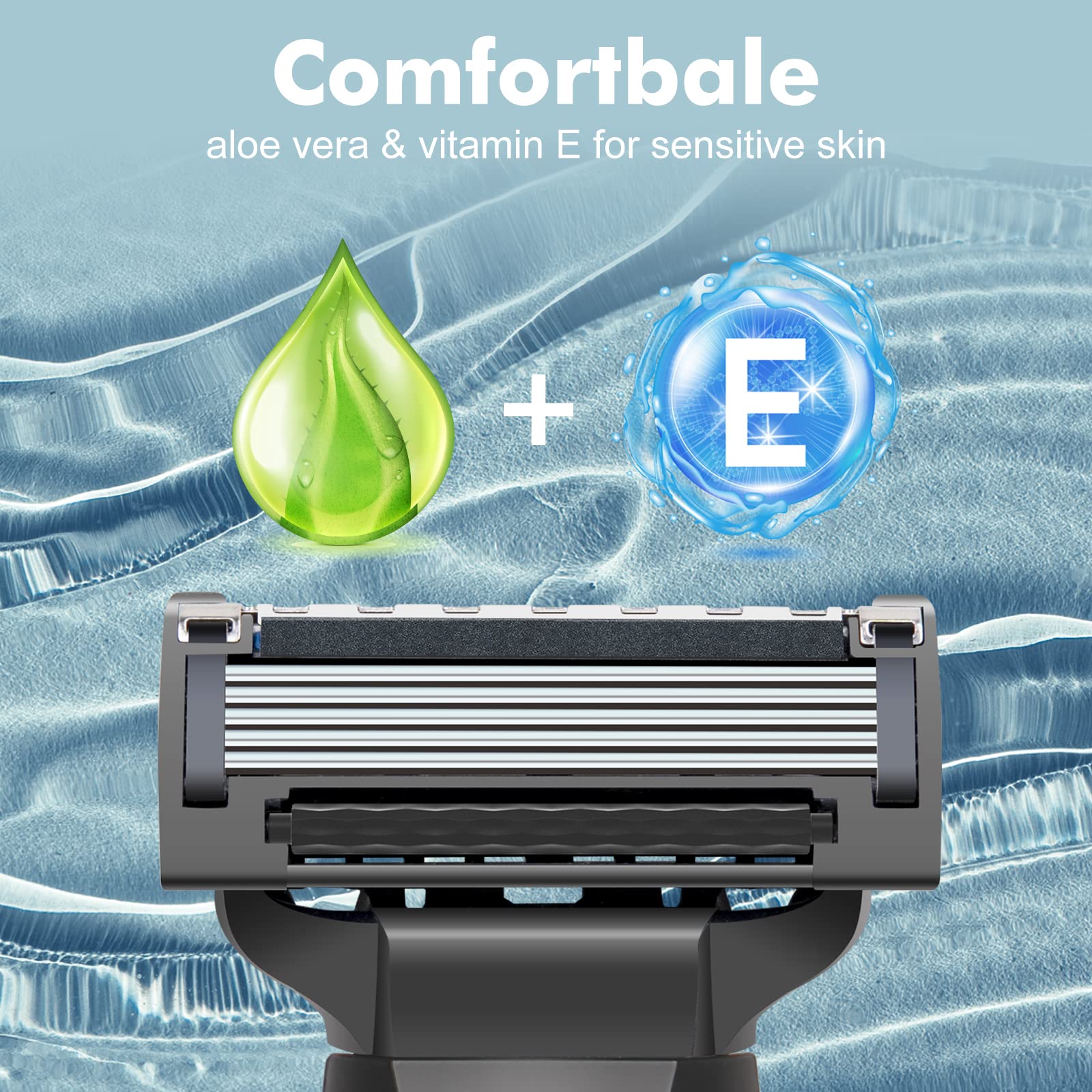 Arisson Razors for Men, Swedish 5 Blade Razor Kit-1 Ergonomic Handle, 4 Surgical-grade Sharp Blade Refills with Back Trimmer, 1 Shaving Gel, Moisture Strip with Vitamin E for Comfortable Shave (Pink)