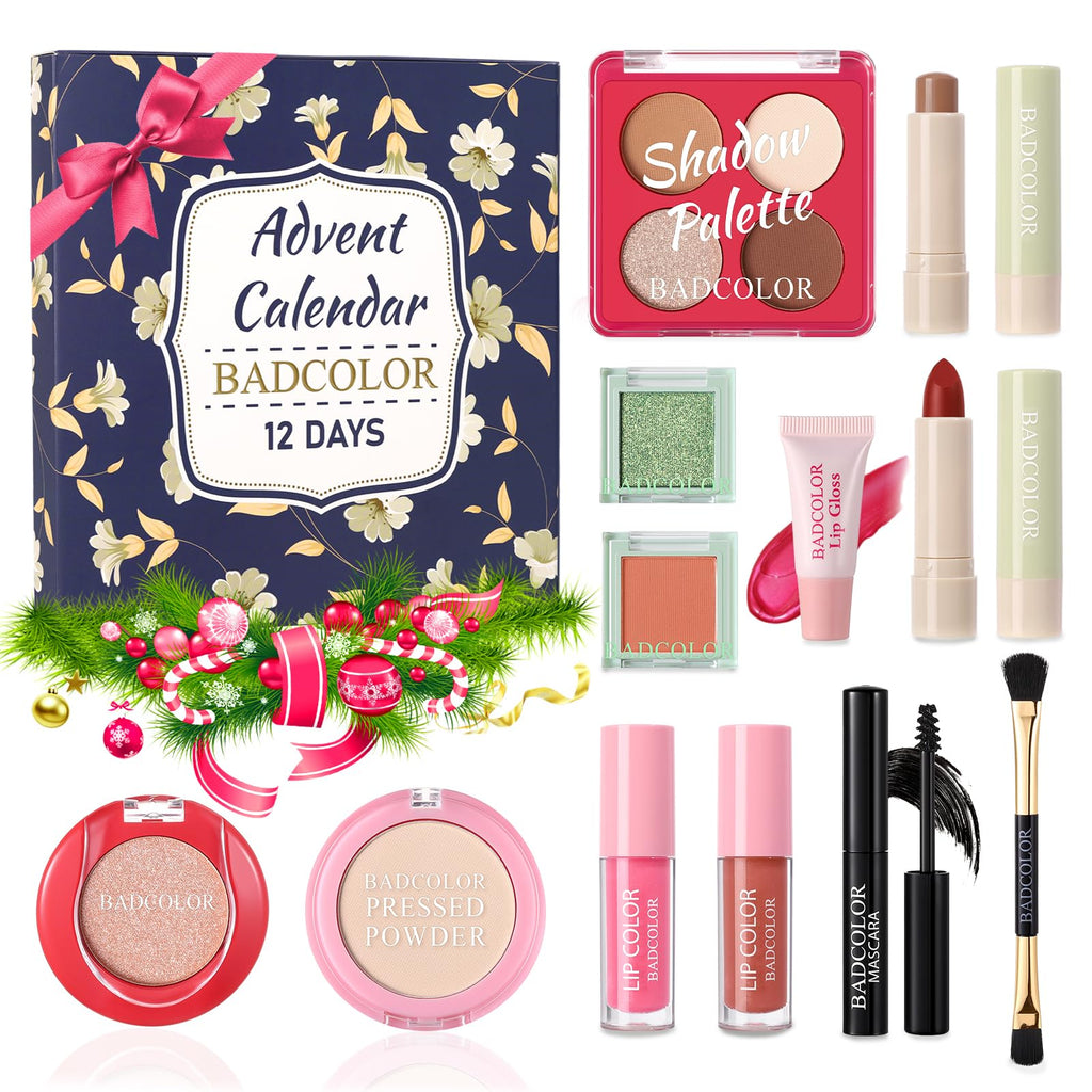 Advent Calendar 2025, 12 Days Christmas Countdown Calendar - Individually Boxed Makeup Gift Set, Xmas Beauty & Cosmetics Surprise Full Makeup Kit for Women Teen Girls