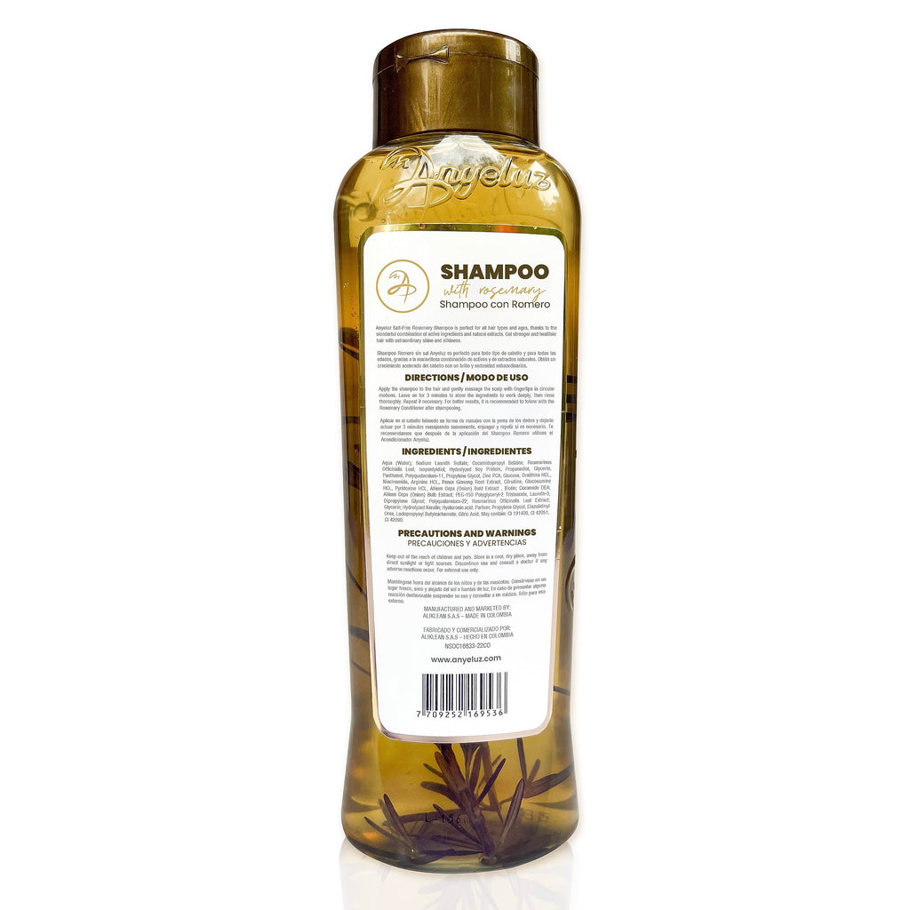 ANYELUZ Kit Duo Rosemary Shampoo + Mini Travel Size, With Onion Extract, Hyaluronic Acid and Rosemary