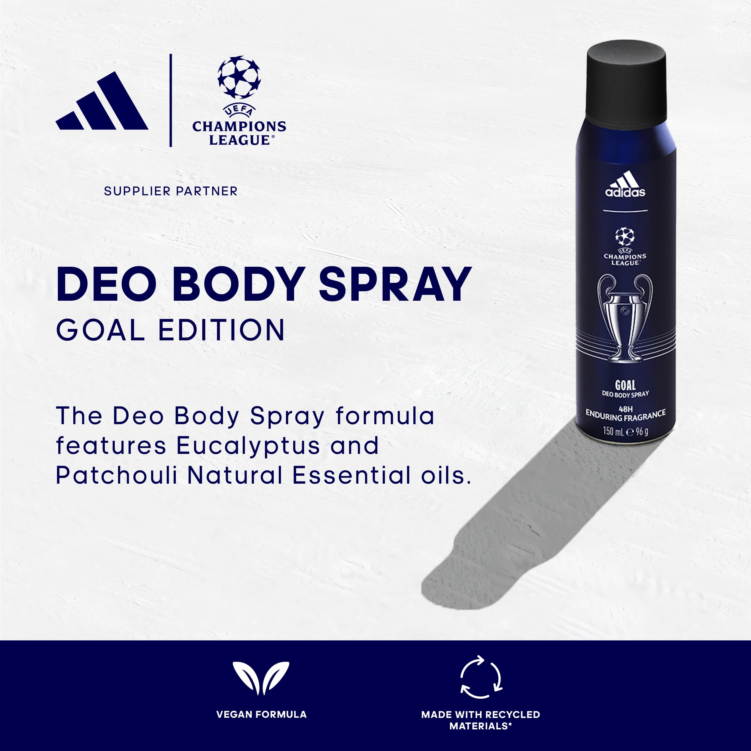 Adidas UEFA Champions League Goal Deodorant Spray for Men - 96g