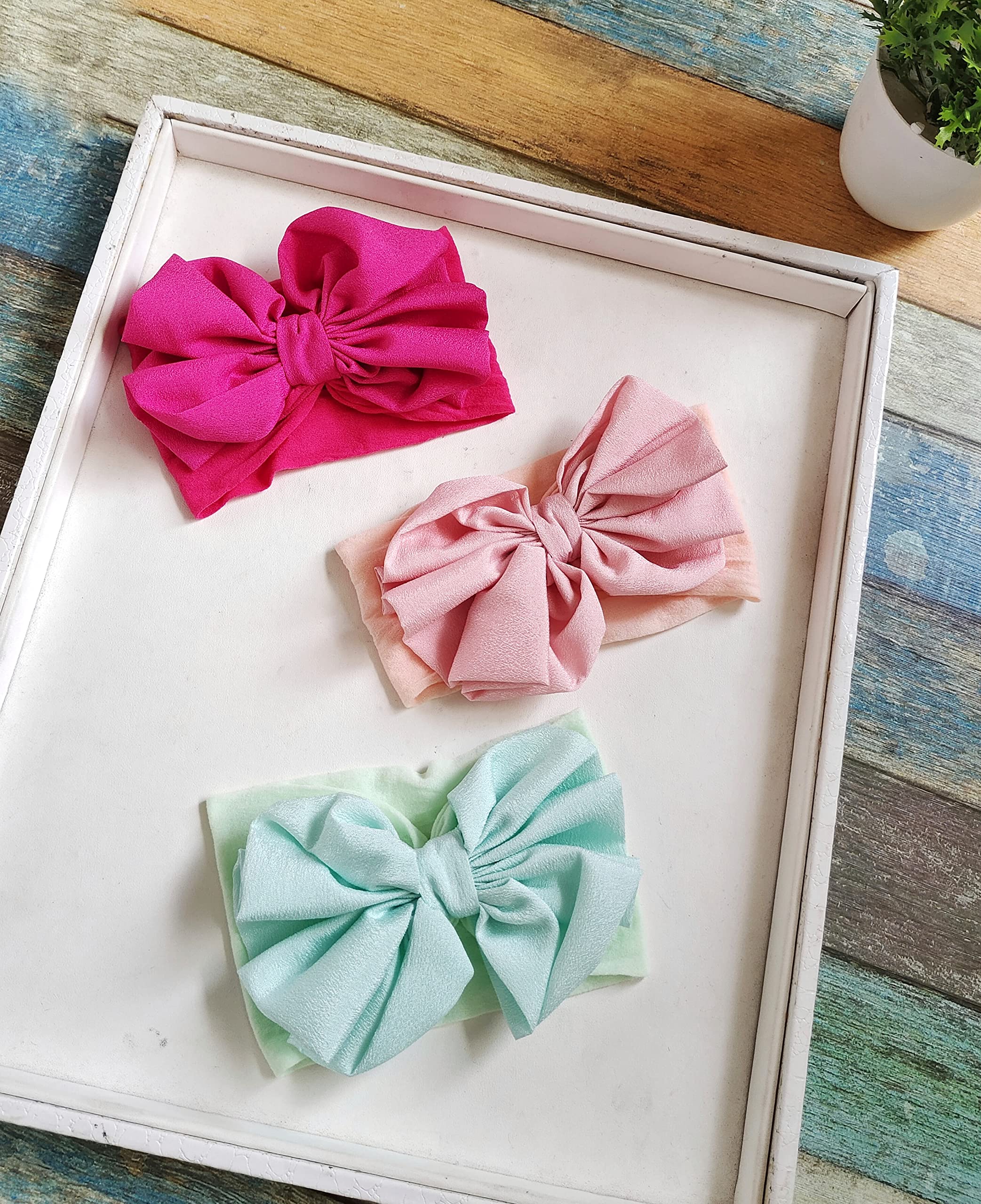 ANNACREATIONS Premium Designer Soft Flower Bow Hairband, Plastic Headband Hair Accessories For Baby Girls, Pack Of 6 - Assorted