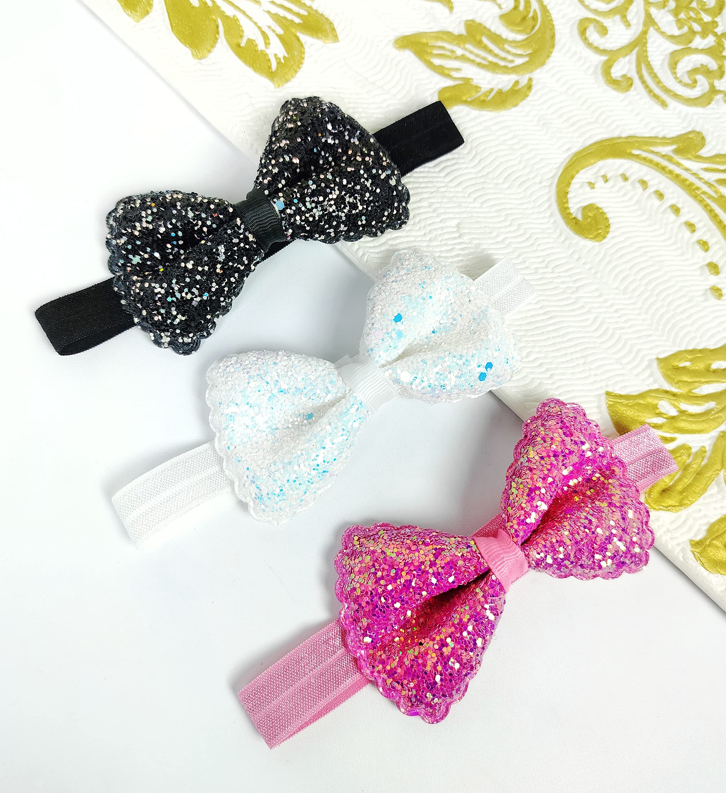 ANNA CREATIONS 3 Pcs Baby Girls Super Stretchy Premium Soft Elastic multi-colored Bow kids Headband Hair Accessories for Baby Girls