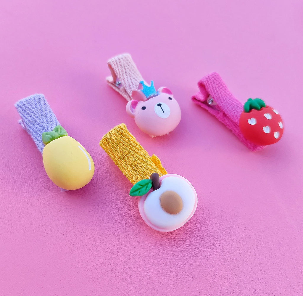 ANNA CREATIONS 26 Pcs Baby Girls Hair Clips Cute Animal Character Fruit Flower Pattern Fully Ribbon Lined Hair clips Hair Accessories for Girls