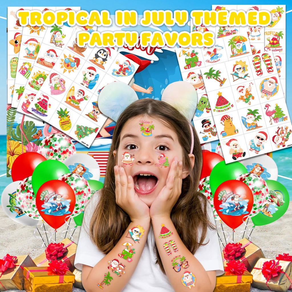 96 PCS Happy July Summer Holiday Pre-Cut Temporary Tattoos for Kids | Super Cute Themed Birthday Party Favors, Supplies, Decorations, Month Fake Tattoo Stickers, School Rewards & Gifts Boys & Girls