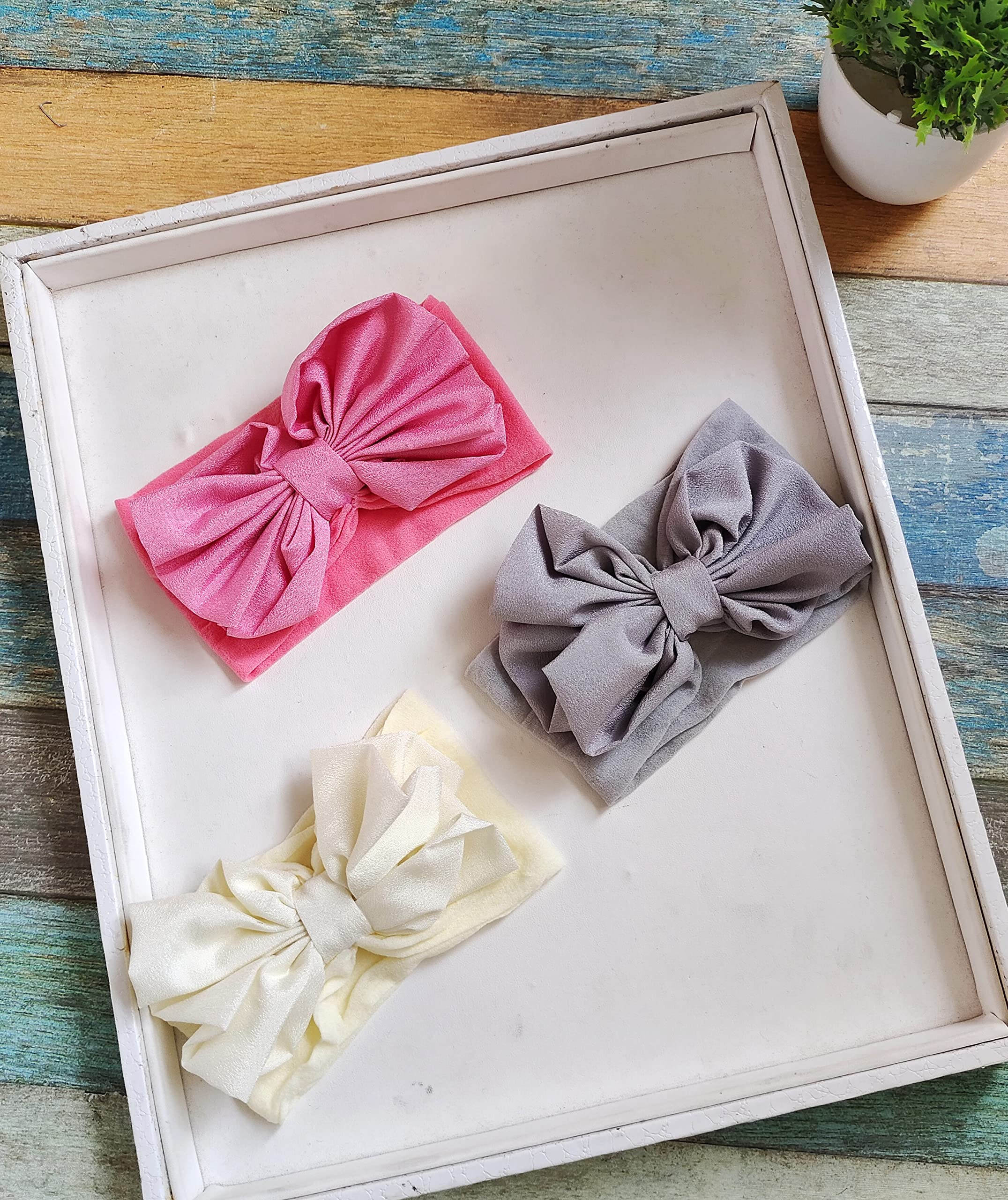 ANNACREATIONS Premium Designer Soft Flower Bow Hairband, Plastic Headband Hair Accessories For Baby Girls, Pack Of 6 - Assorted