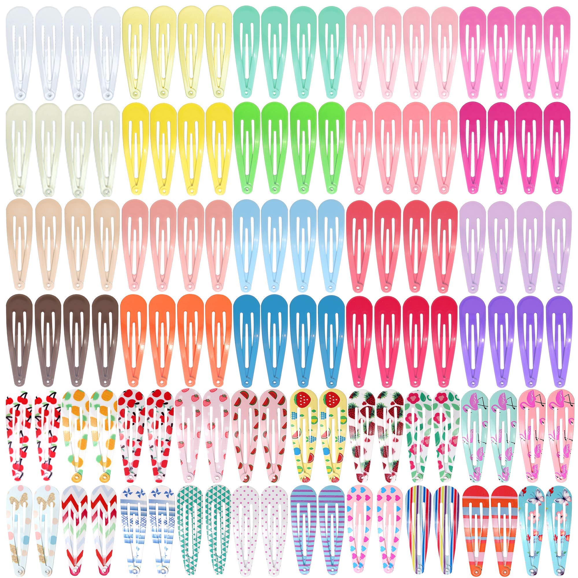 120 barrettes Funtopia de 5 cm aux couleurs acidulées et accessoires pour cheveux à pression métallique antidérapante pour enfants, adolescents et femmes (40 couleurs assorties)