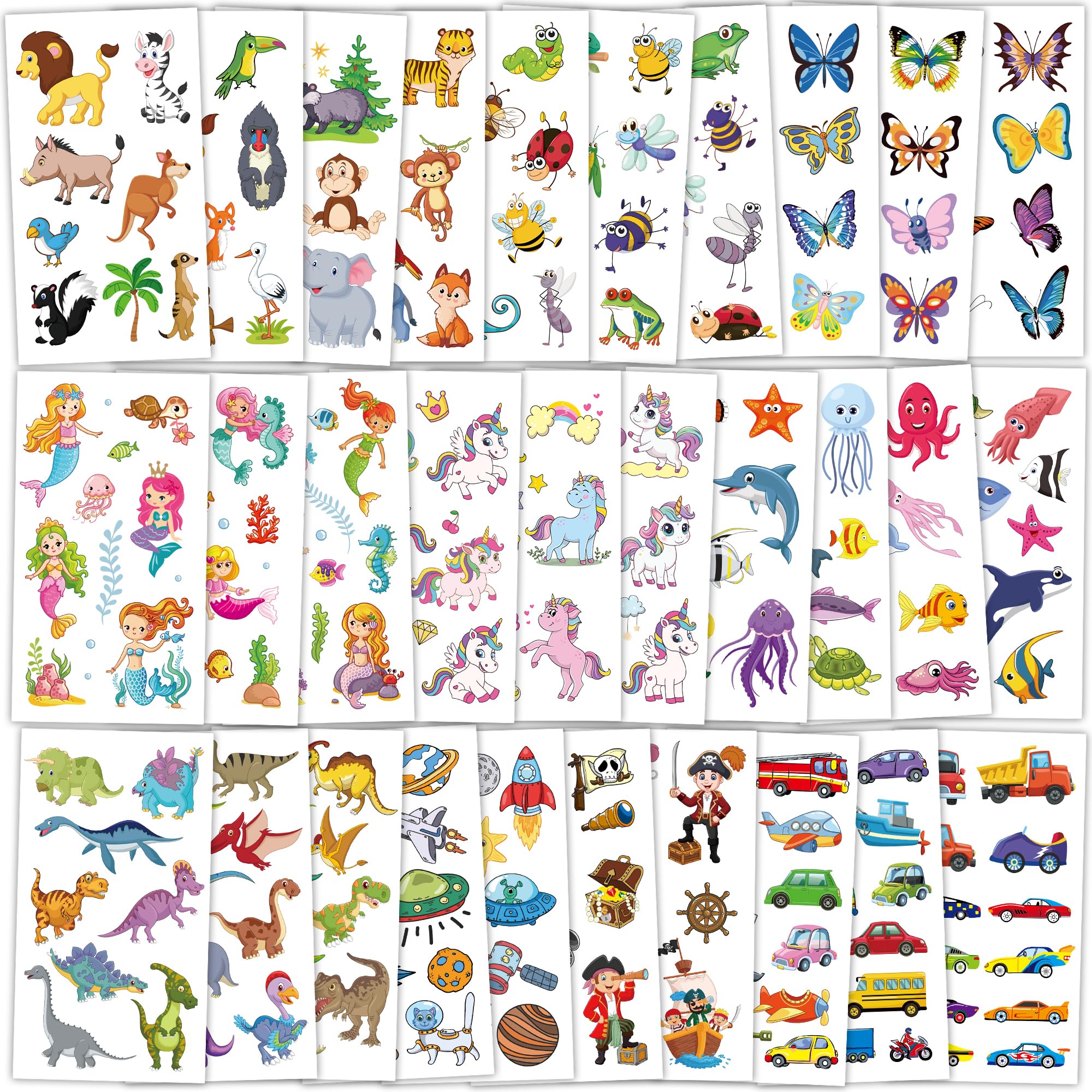 320 Patterns Temporary Tattoos, 36 Sheets Temporary Tattoos, Waterproof Fake Tattoo Accessories Animal Dinosaur Butterfly Mermaid Space Stickers Party Favors