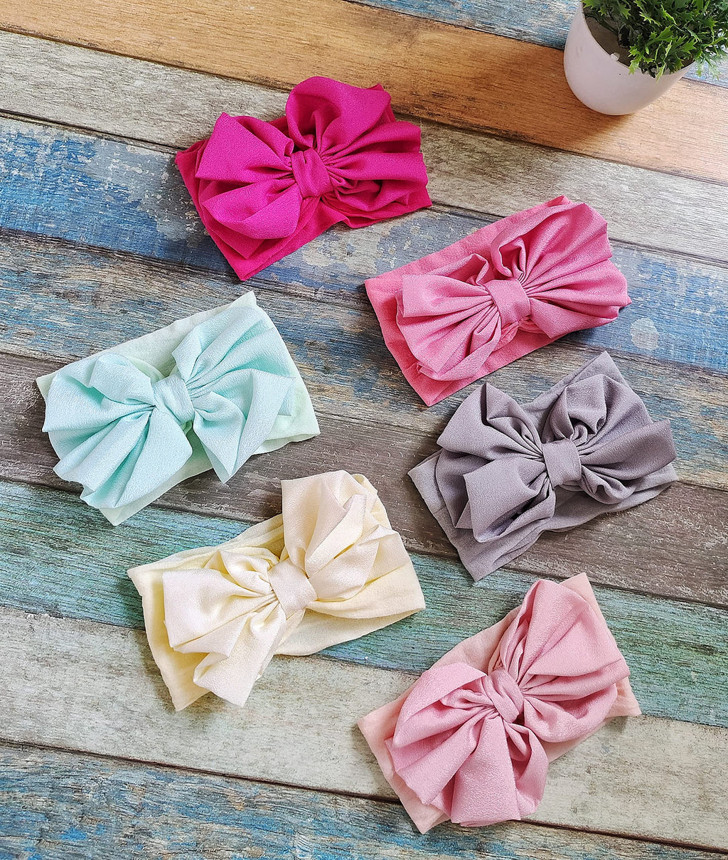 ANNACREATIONS Premium Designer Soft Flower Bow Hairband, Plastic Headband Hair Accessories For Baby Girls, Pack Of 6 - Assorted