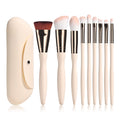9 Beige Makeup Brushes Synthetic Fluff Beauty Tools
